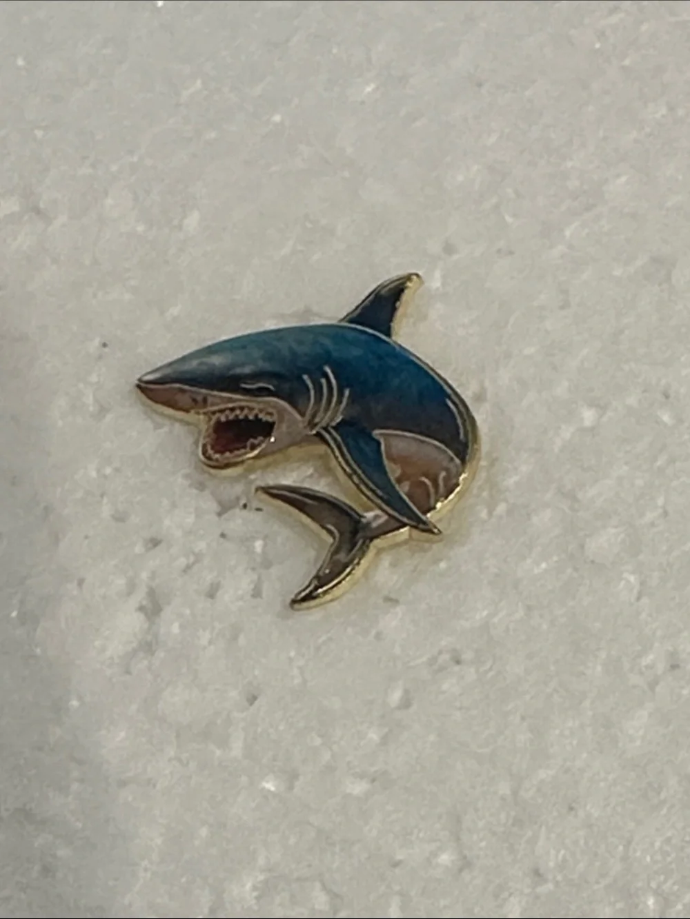 Blue Great White Shark Enamel Pin - Marine Fish Accessory